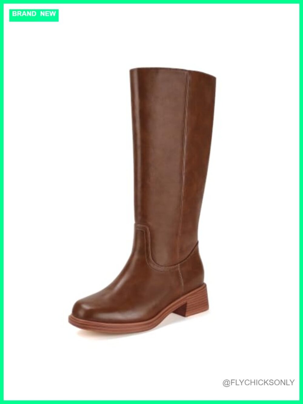 IDIFU Women's Knee High Boots Square Toe Chunky Block Low Heel Pull-On